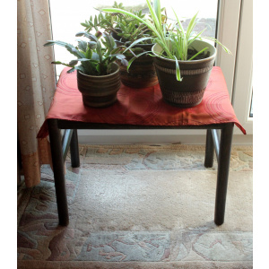 1970s Vintage side table, made of bamboo and glass