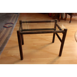 1970s Vintage side table, made of bamboo and glass