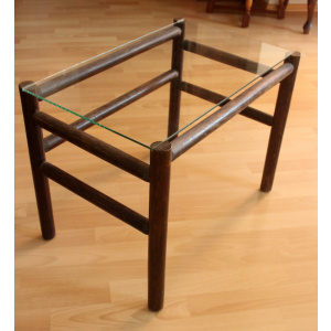 1970s Vintage side table, made of bamboo and glass