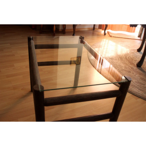 1970s Vintage side table, made of bamboo and glass