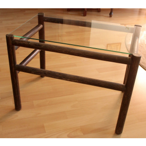 1970s Vintage side table, made of bamboo and glass