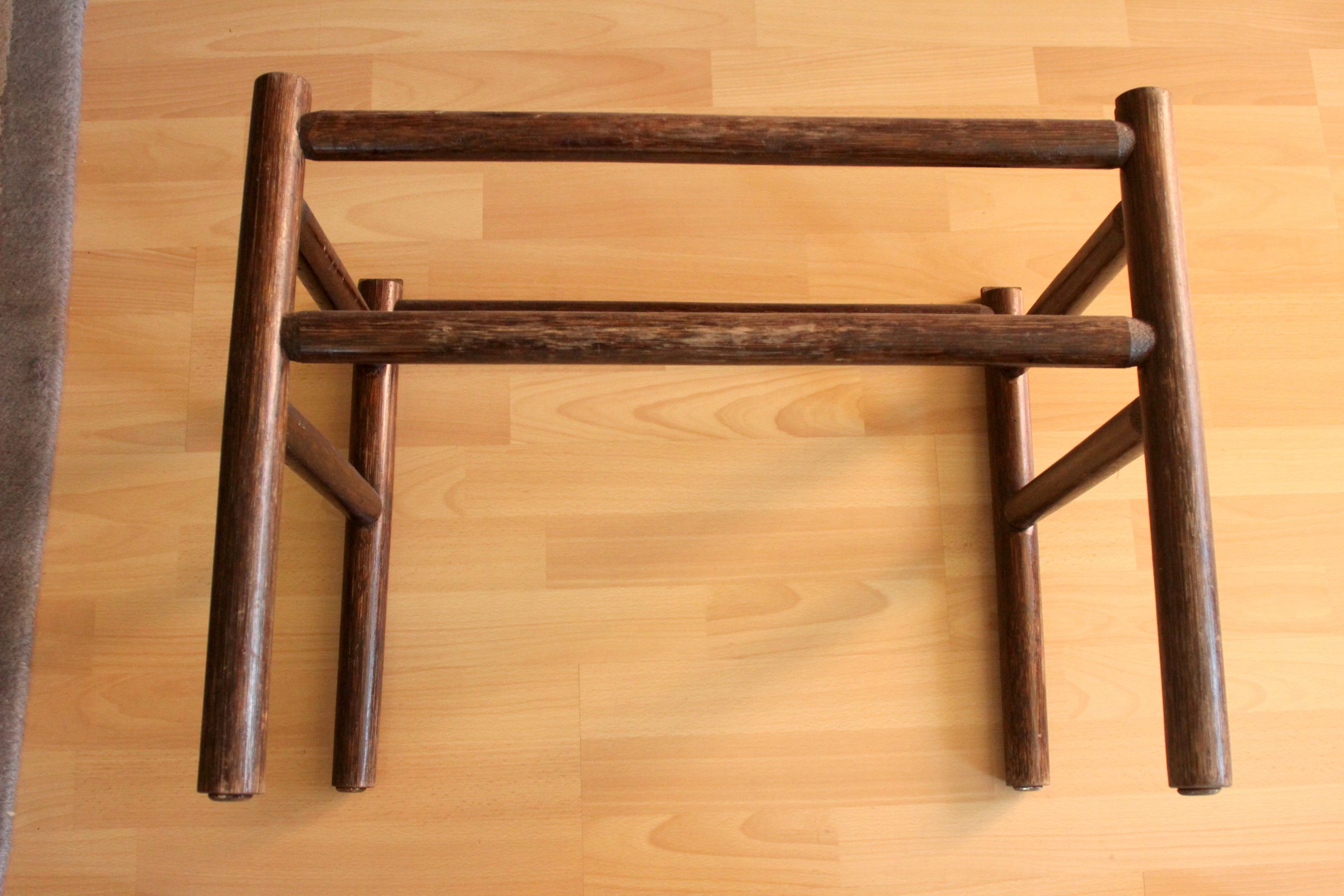 1970s Vintage side table, made of bamboo and glass