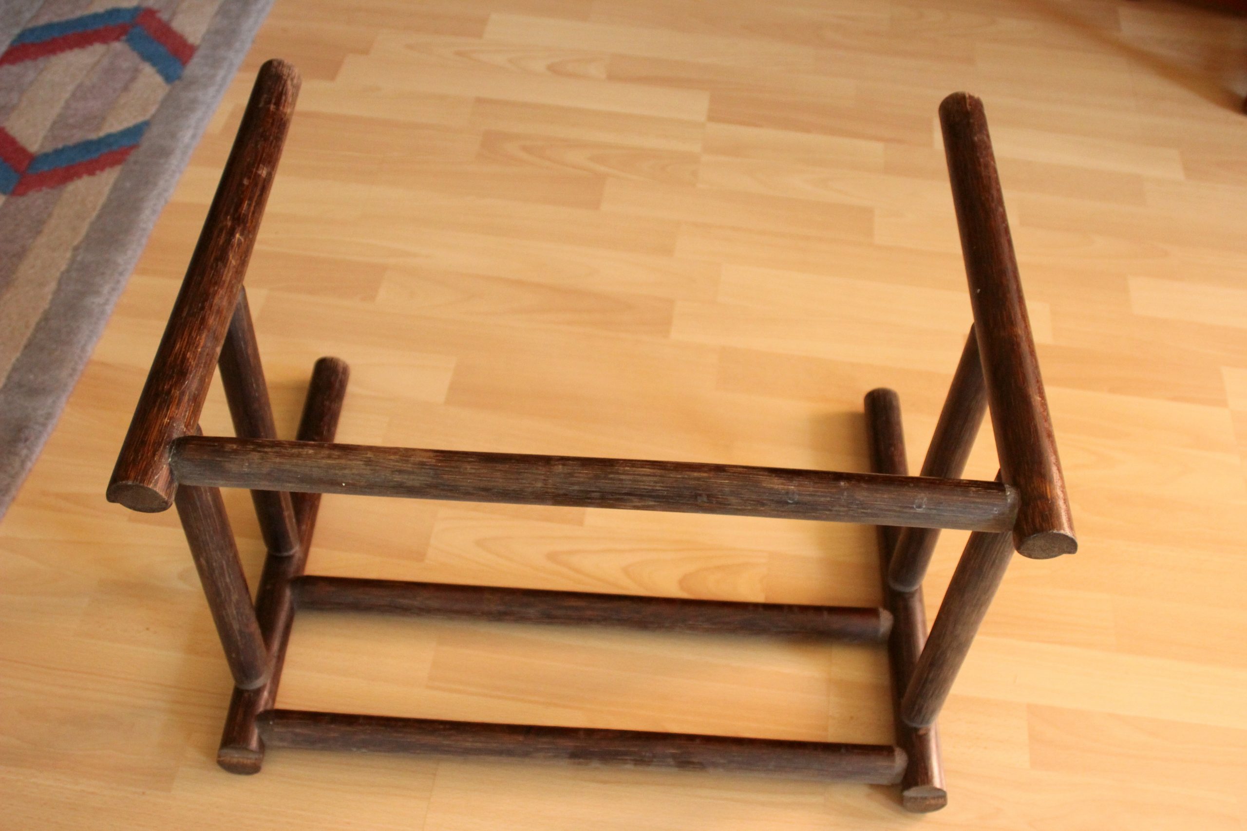 1970s Vintage side table, made of bamboo and glass