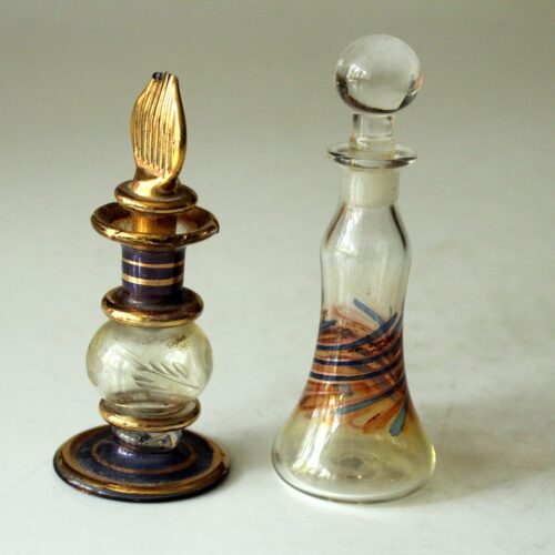 1970s Set of 2 glass perfume flacons, vintage