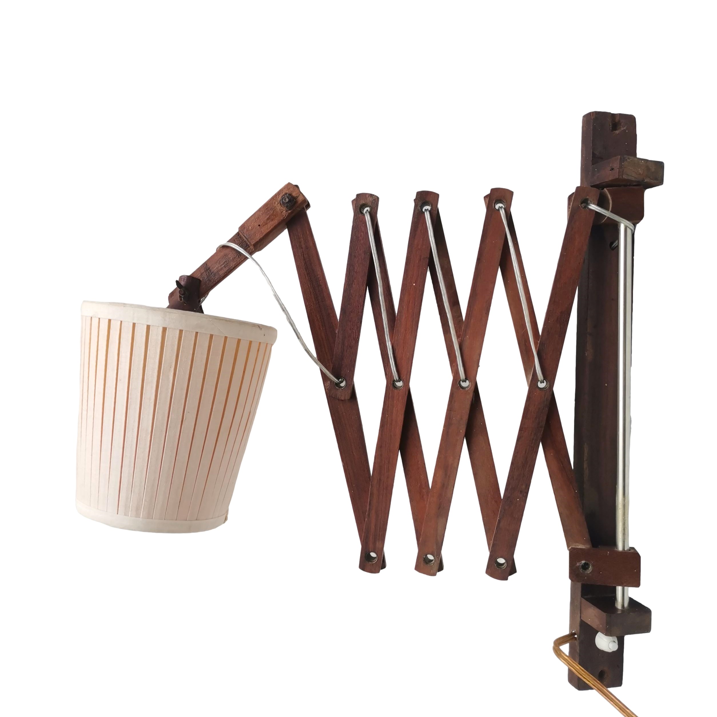 Wooden Scissor Lamp Accordion Wall Light Fixture Danish Modern Lighting