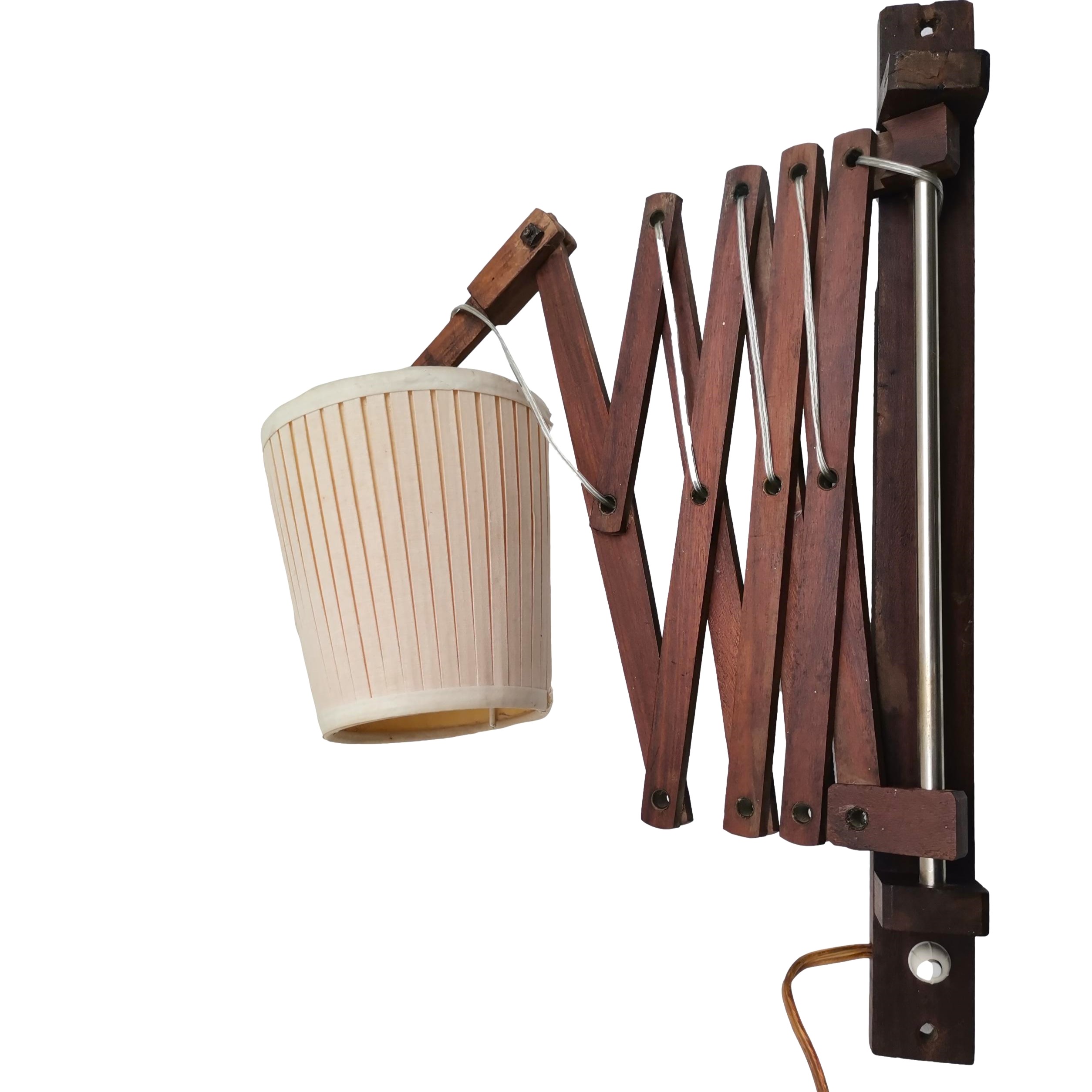 Wooden Scissor Lamp Accordion Wall Light Fixture Danish Modern Lighting