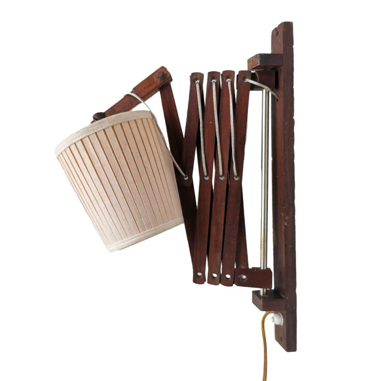 Wooden Scissor Lamp Accordion Wall Light Fixture Danish Modern Lighting
