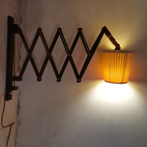 Wooden Scissor Lamp Accordion Wall Light Fixture Danish Modern Lighting