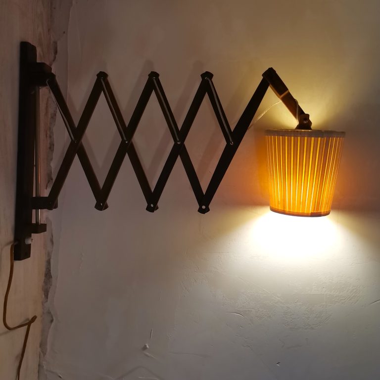 Wooden Scissor Lamp Accordion Wall Light Fixture Danish Modern Lighting