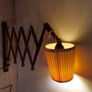 Wooden Scissor Lamp Accordion Wall Light Fixture Danish Modern Lighting