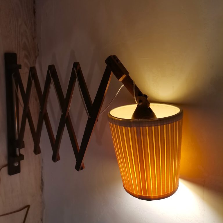 Wooden Scissor Lamp Accordion Wall Light Fixture Danish Modern Lighting