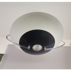 Large Mid-Century Scandinavian Modern Black Metal Pull Down Hanging Lamp, 1970s