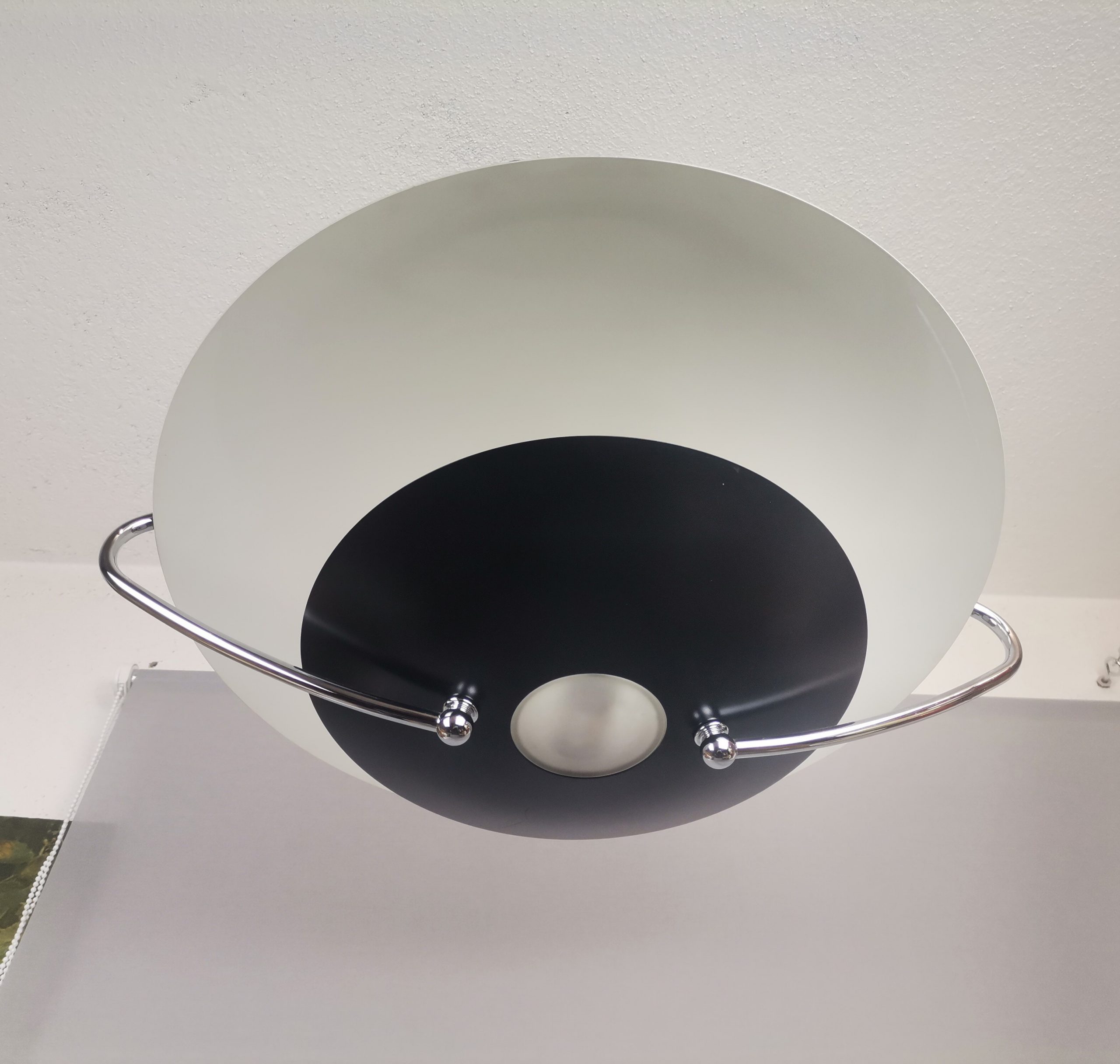 Large Mid-Century Scandinavian Modern Black Metal Pull Down Hanging Lamp, 1970s