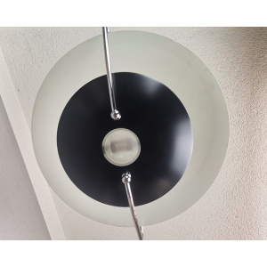 Large Mid-Century Scandinavian Modern Black Metal Pull Down Hanging Lamp, 1970s