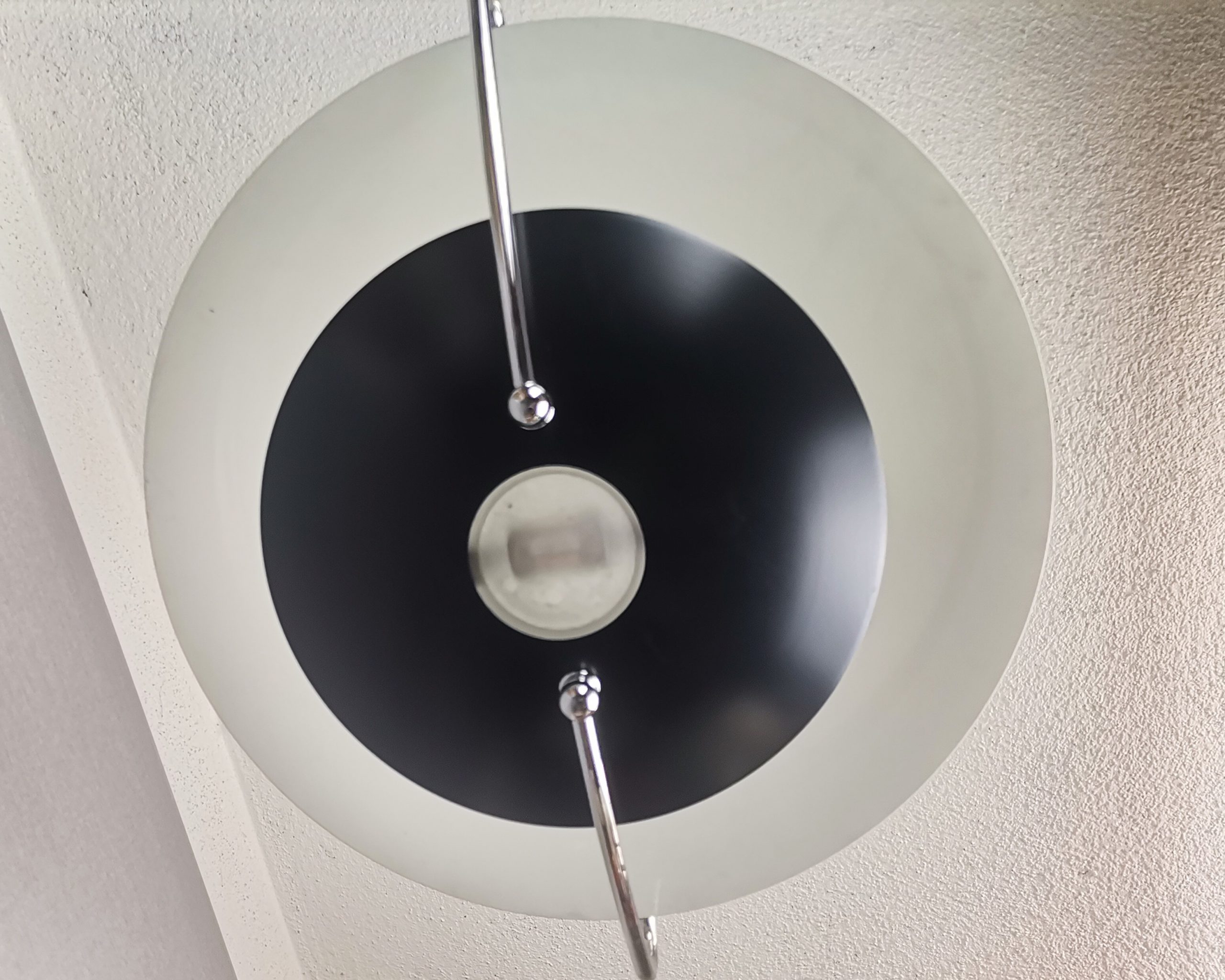 Large Mid-Century Scandinavian Modern Black Metal Pull Down Hanging Lamp, 1970s