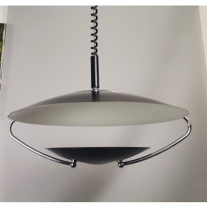 Large Mid-Century Scandinavian Modern Black Metal Pull Down Hanging Lamp, 1970s