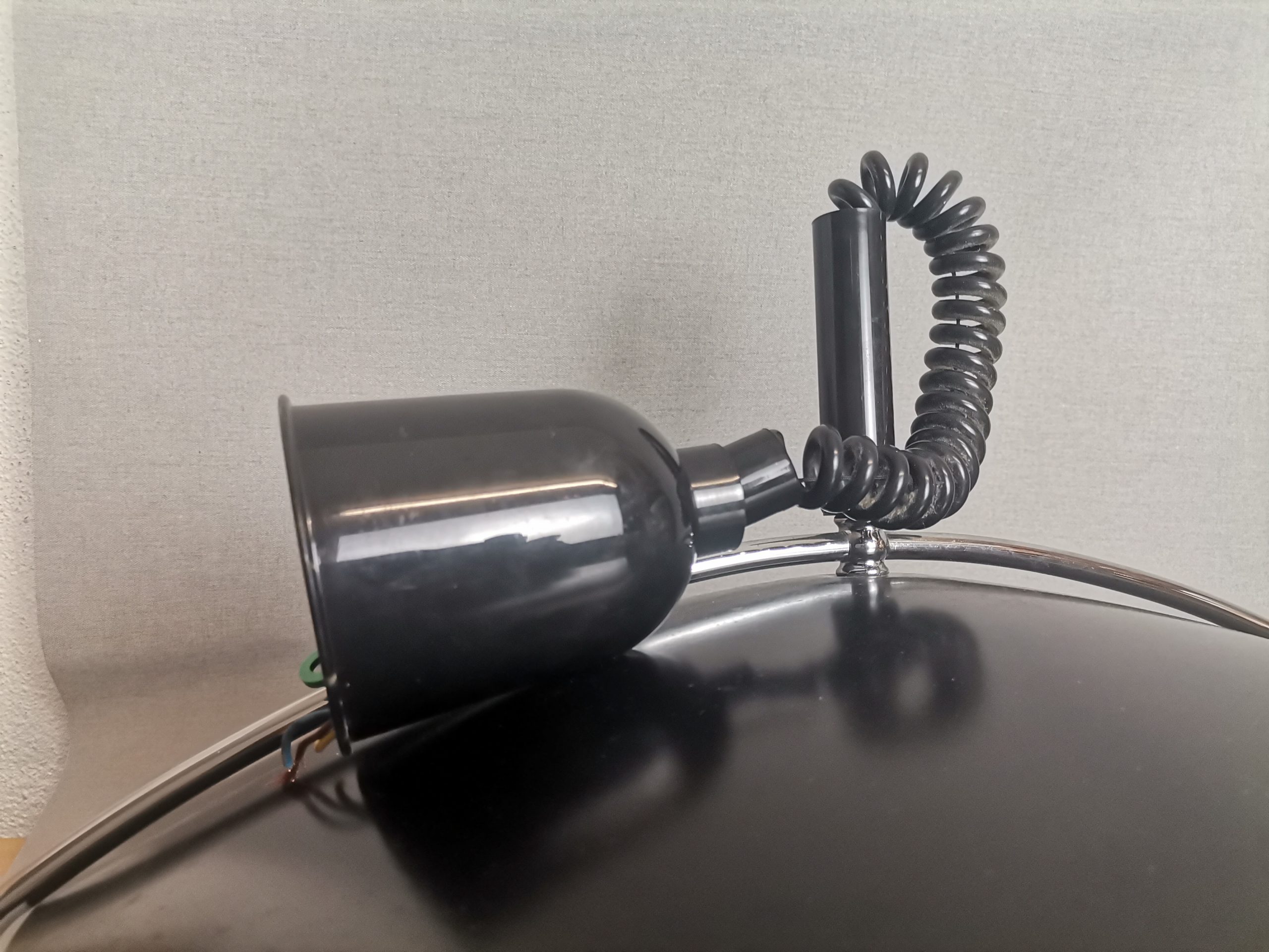 Large Mid-Century Scandinavian Modern Black Metal Pull Down Hanging Lamp, 1970s