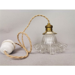Small Scandinavian farmhouse style crystal flower glass hanging lamp