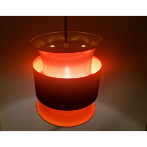 Scandinavian mid century modern cream black aluminium hanging lamp in style of Bent Nordsted or Carl Thore, 1970s