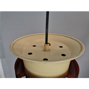 Scandinavian mid century modern cream black aluminium hanging lamp in style of Bent Nordsted or Carl Thore, 1970s