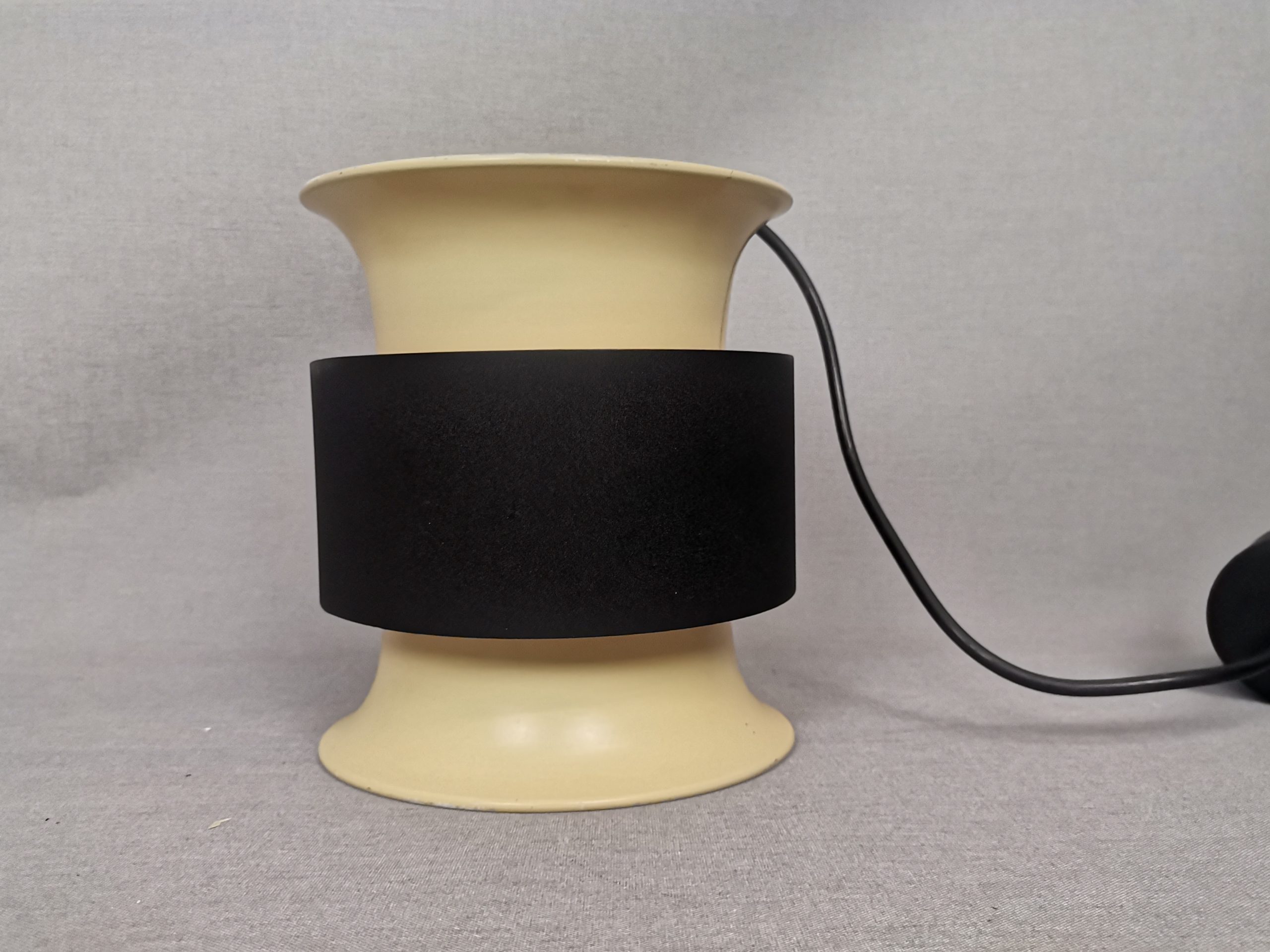 Scandinavian mid century modern cream black aluminium hanging lamp in style of Bent Nordsted or Carl Thore, 1970s