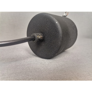 Scandinavian mid century modern cream black aluminium hanging lamp in style of Bent Nordsted or Carl Thore, 1970s