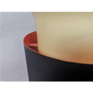 Scandinavian mid century modern cream black aluminium hanging lamp in style of Bent Nordsted or Carl Thore, 1970s