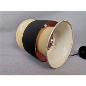Scandinavian mid century modern cream black aluminium hanging lamp in style of Bent Nordsted or Carl Thore, 1970s