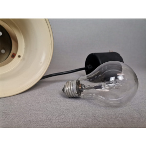 Scandinavian mid century modern cream black aluminium hanging lamp in style of Bent Nordsted or Carl Thore, 1970s