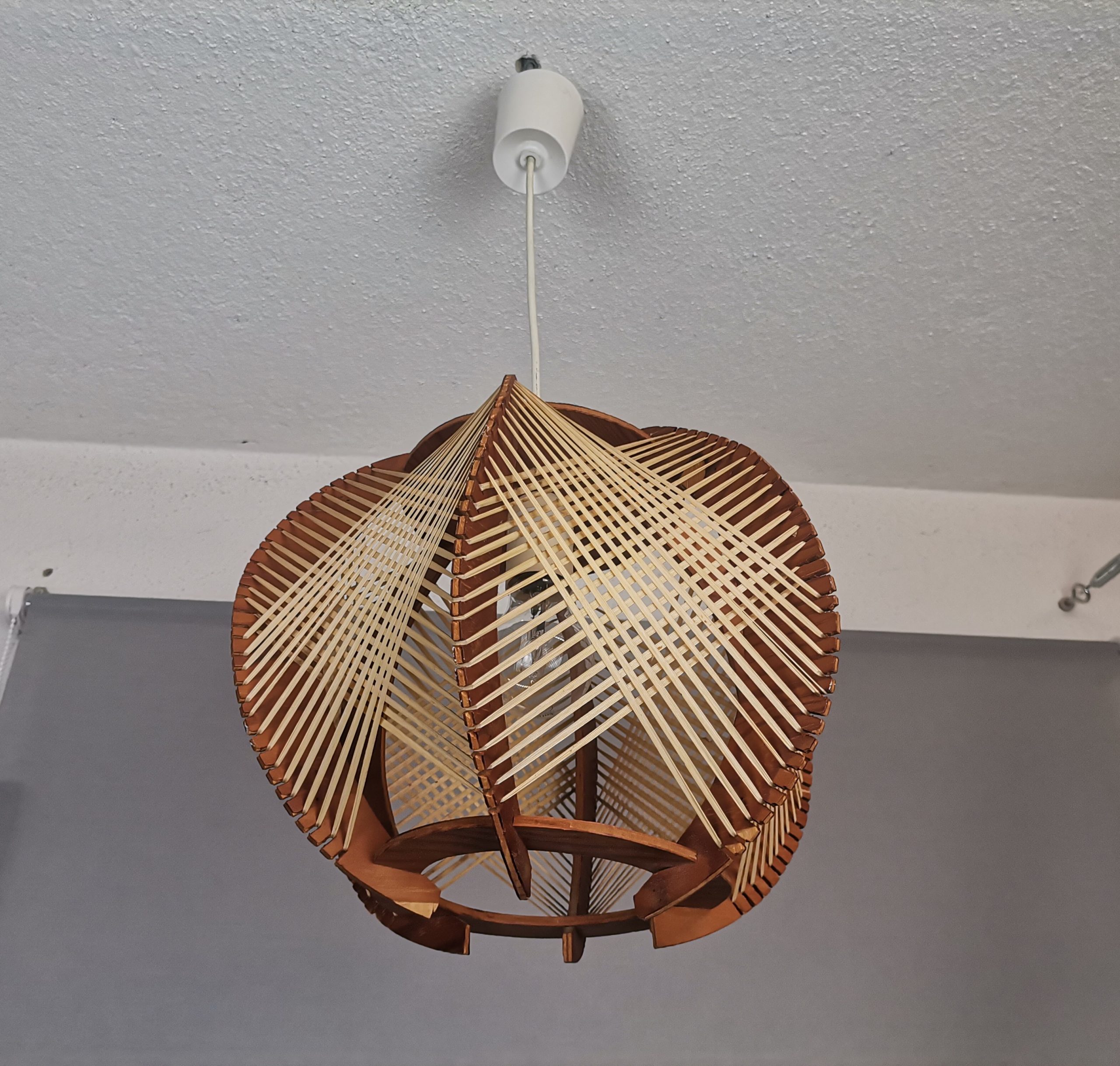 Modern wood lamp shade wooden string light rustic lamp rattan