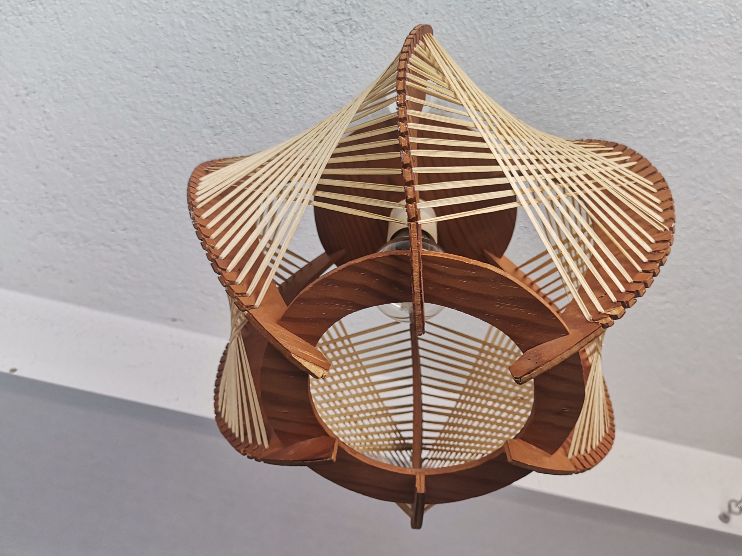 Modern wood lamp shade wooden string light rustic lamp rattan