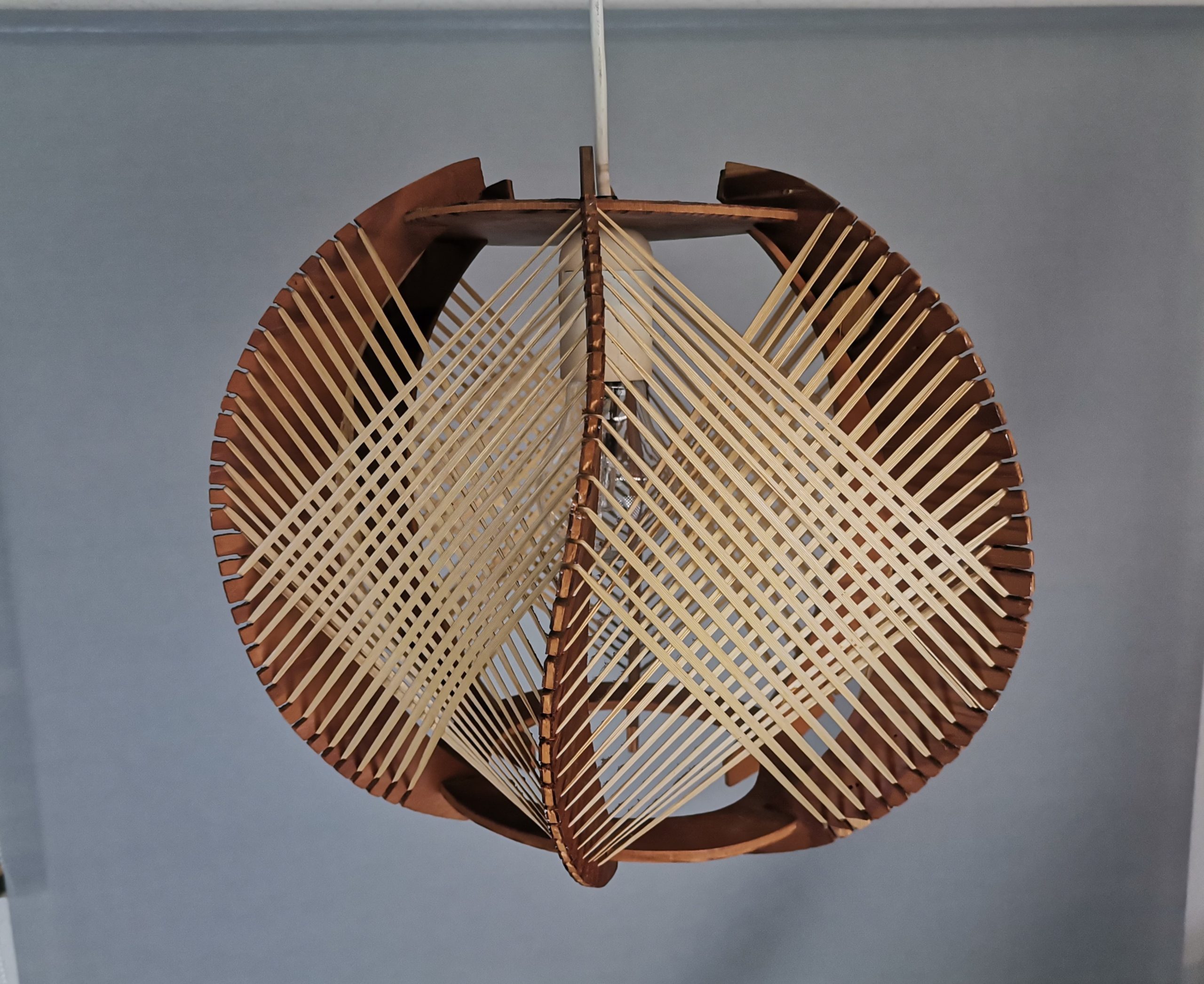 Modern wood lamp shade wooden string light rustic lamp rattan