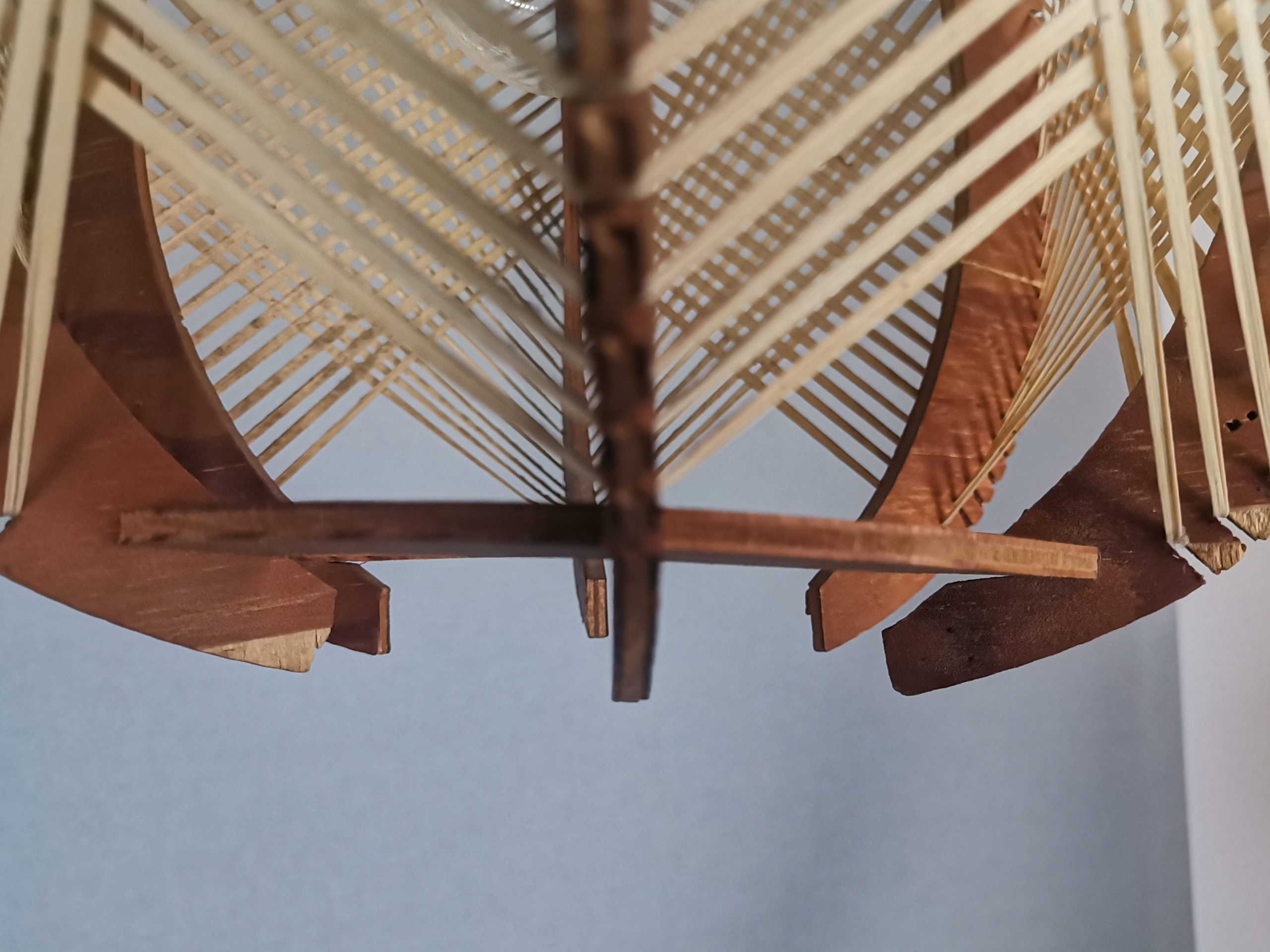 Modern wood lamp shade wooden string light rustic lamp rattan