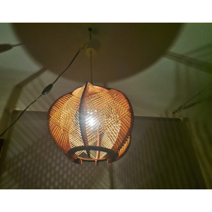 Modern wood lamp shade wooden string light rustic lamp rattan