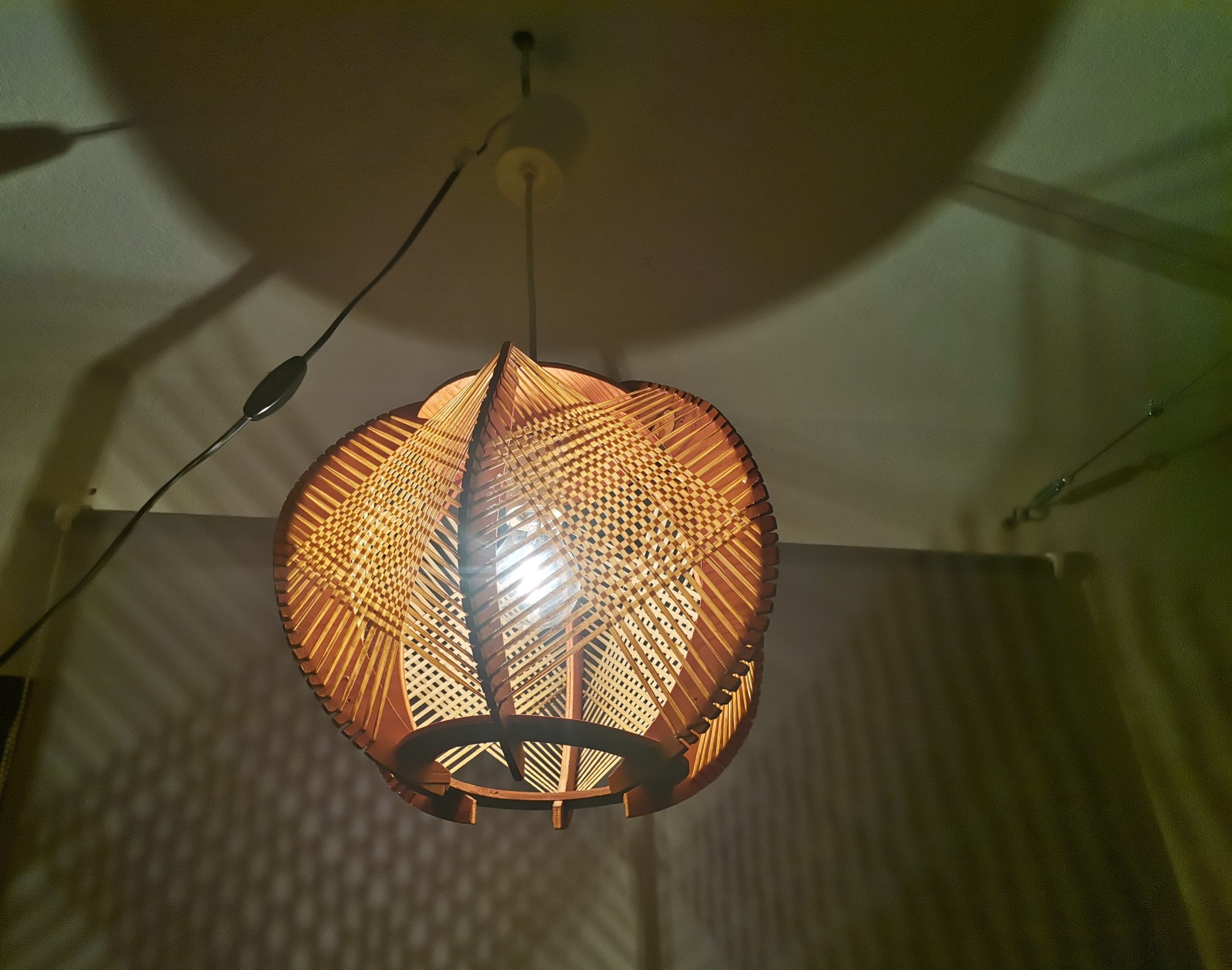 Modern wood lamp shade wooden string light rustic lamp rattan