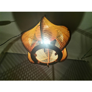 Modern wood lamp shade wooden string light rustic lamp rattan