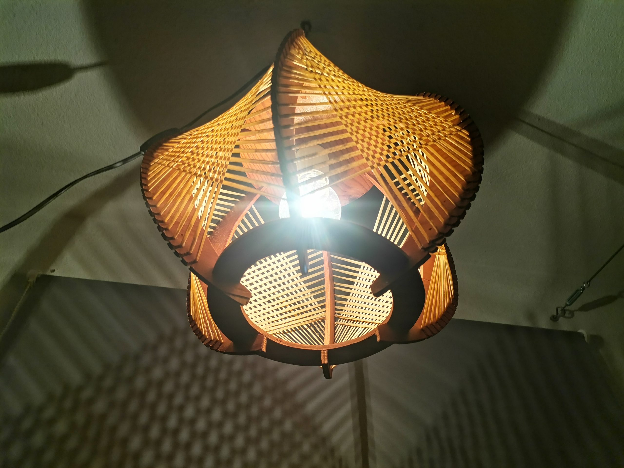 Modern wood lamp shade wooden string light rustic lamp rattan