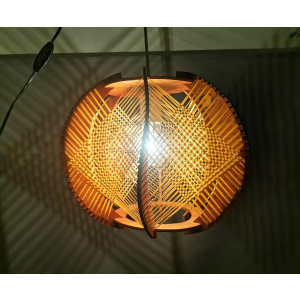 Modern wood lamp shade wooden string light rustic lamp rattan