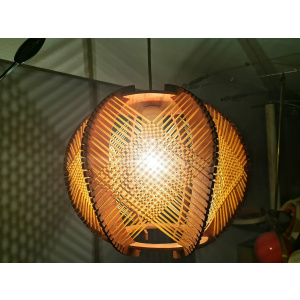 Modern wood lamp shade wooden string light rustic lamp rattan