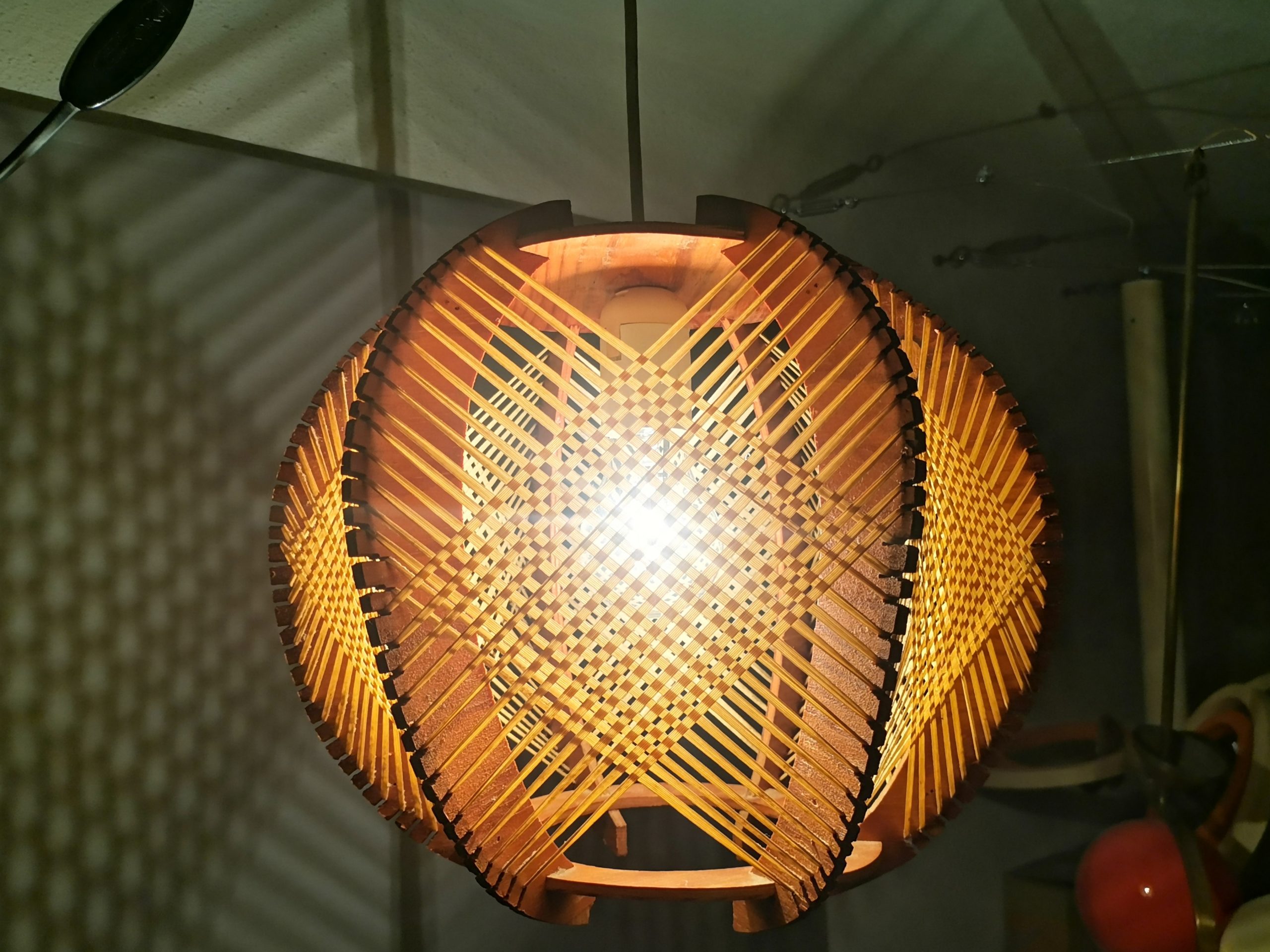 Modern wood lamp shade wooden string light rustic lamp rattan
