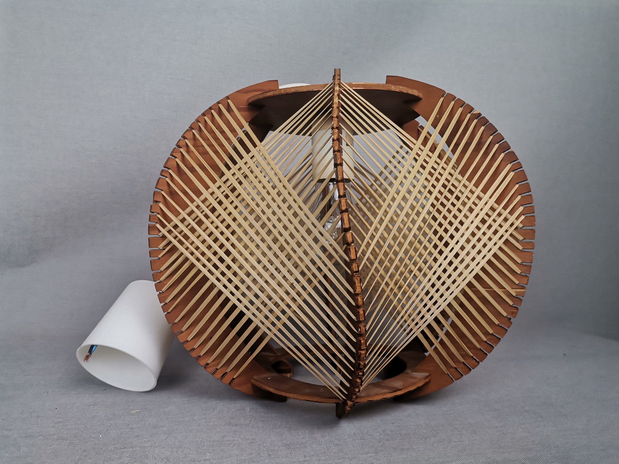 Modern wood lamp shade wooden string light rustic lamp rattan