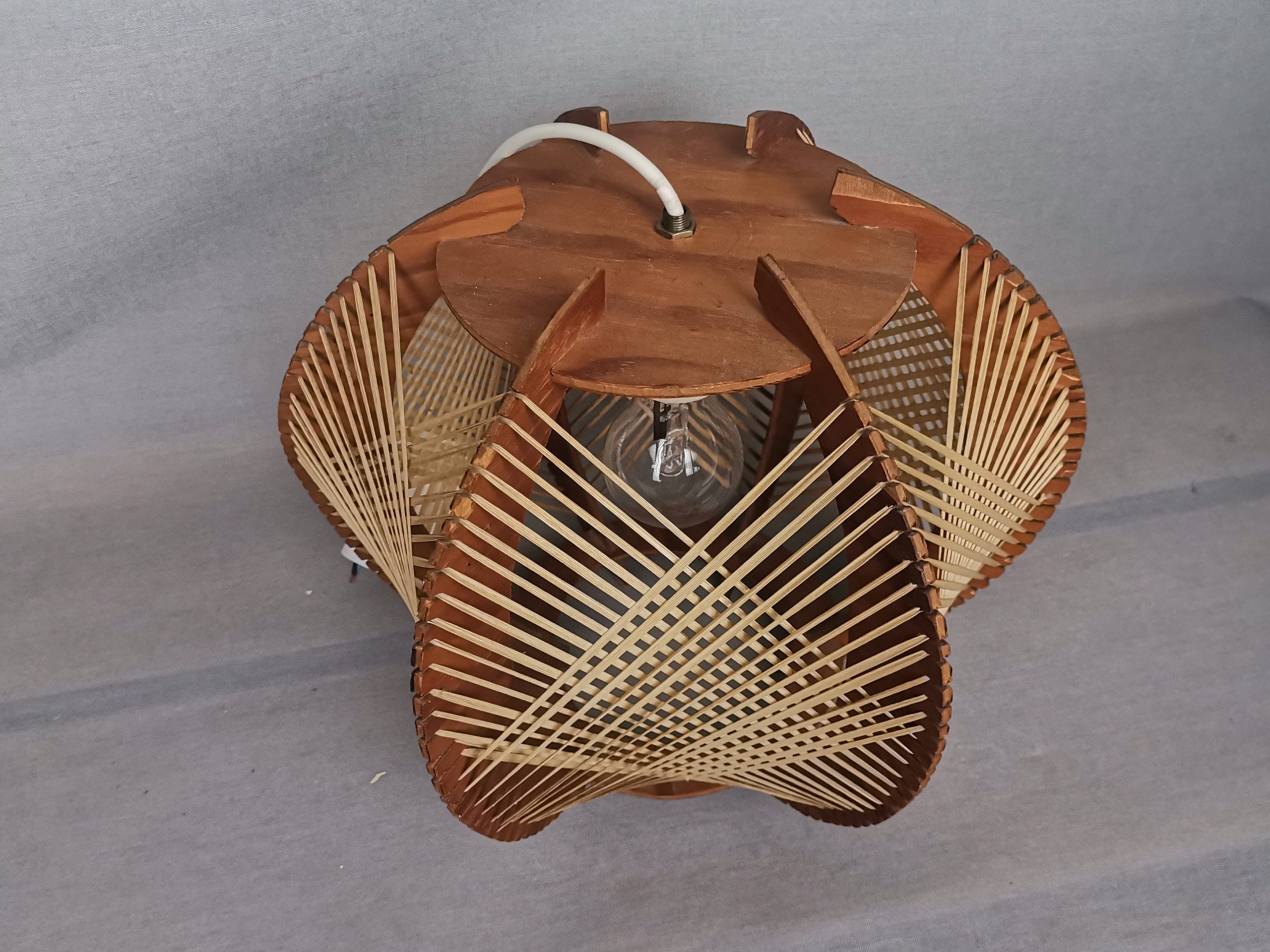 Modern wood lamp shade wooden string light rustic lamp rattan