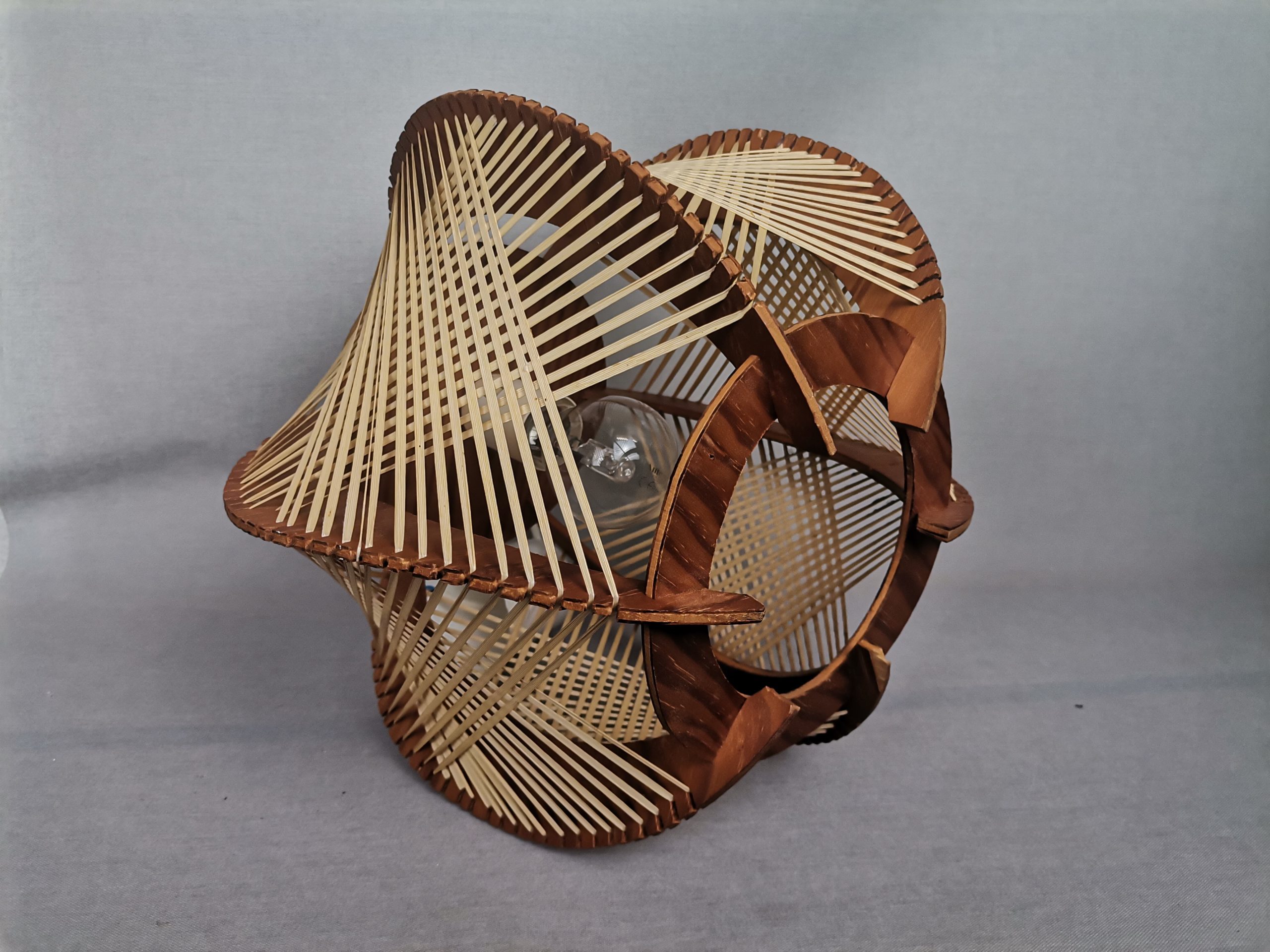 Modern wood lamp shade wooden string light rustic lamp rattan