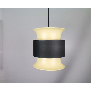 Scandinavian mid century modern cream black aluminium hanging lamp in style of Bent Nordsted or Carl Thore, 1970s