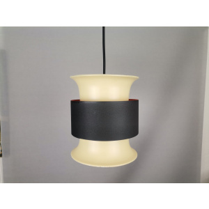 Scandinavian mid century modern cream black aluminium hanging lamp in style of Bent Nordsted or Carl Thore, 1970s