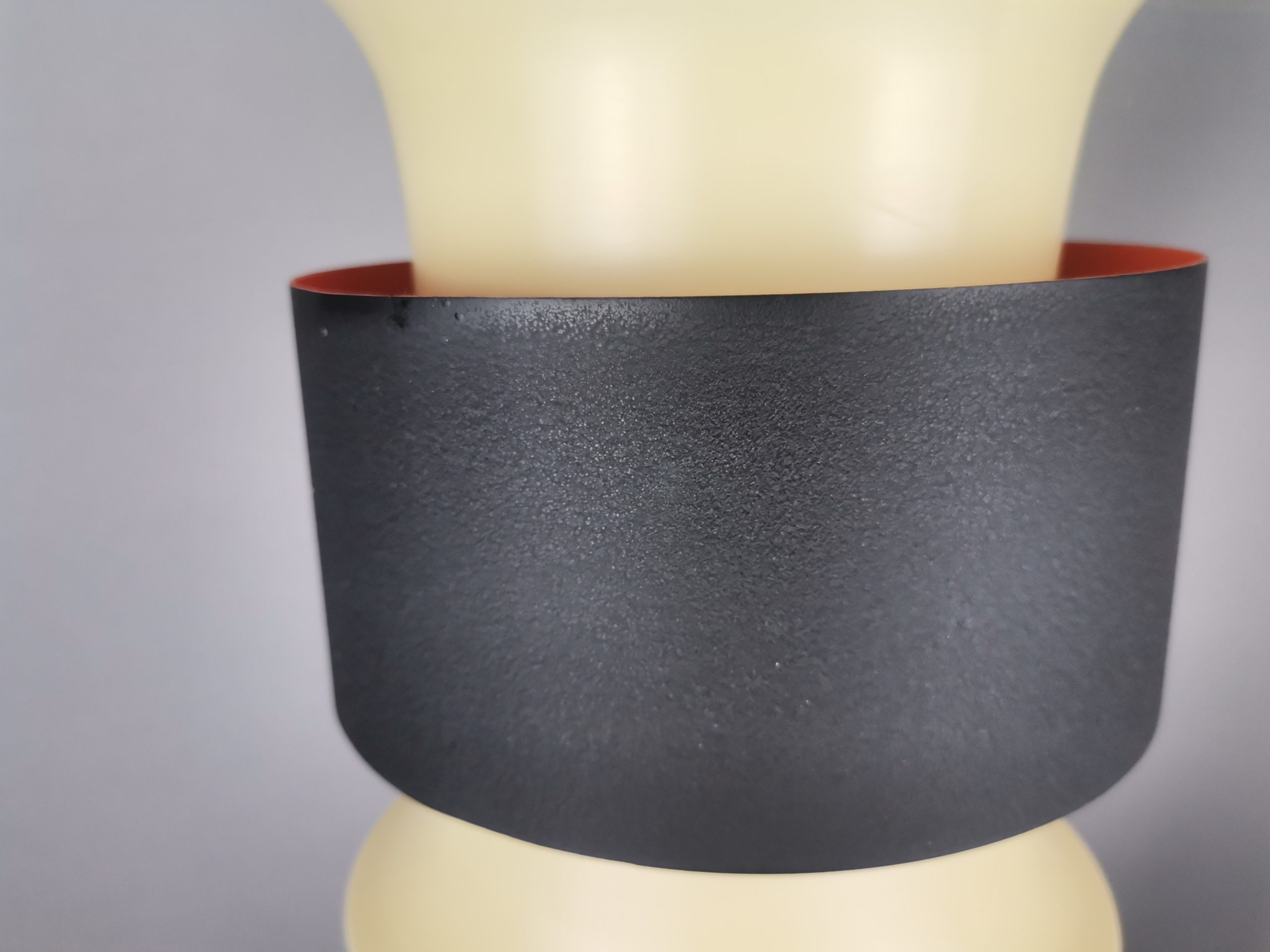 Scandinavian mid century modern cream black aluminium hanging lamp in style of Bent Nordsted or Carl Thore, 1970s