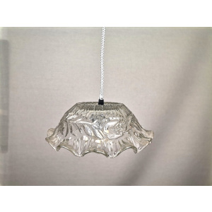 Portuguese Farmhouse mid Century clear floral glass hanging lamp, 1960s