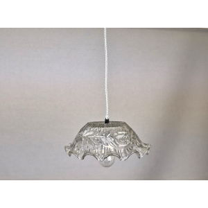 Portuguese Farmhouse mid Century clear floral glass hanging lamp, 1960s