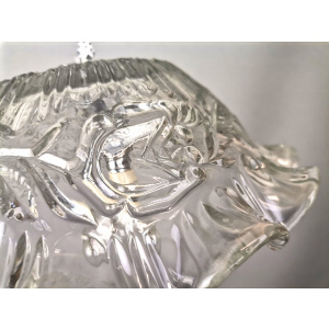 Portuguese Farmhouse mid Century clear floral glass hanging lamp, 1960s
