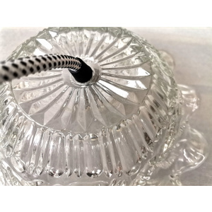 Portuguese Farmhouse mid Century clear floral glass hanging lamp, 1960s